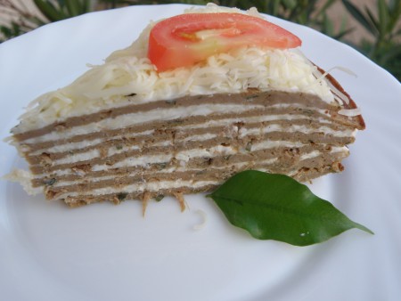Csirkemáj palacsintatorta (orosz recept)